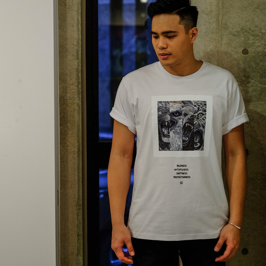 PM x Yezzo-four animals-Tee - 男装上衣/T 恤 - 棉 白色
