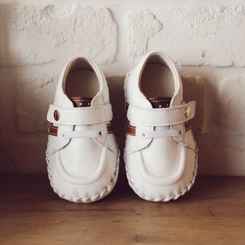 Swan天鹅童鞋-简约马克宝宝学步鞋1631-咖啡 - 婴儿鞋 - 人造皮革 白色