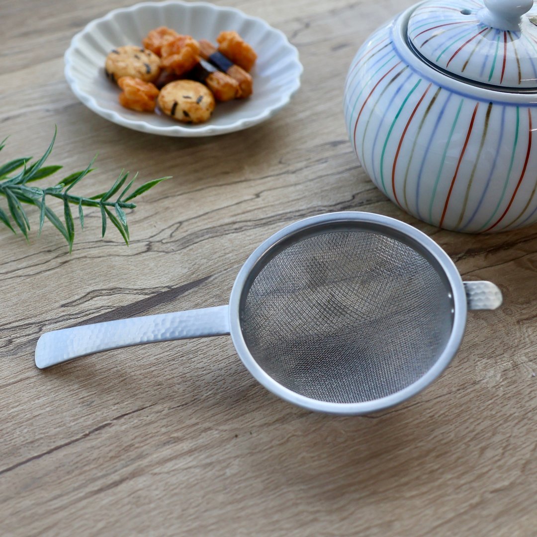 日本【SALUS 佐藤金属】Nagomi和风锤目纹-滤茶器 - 茶具/茶杯 - 不锈钢 银色
