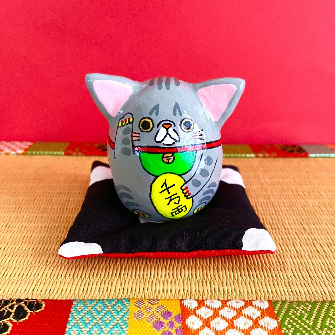 招财猫【大】异种短毛猫 - 摆饰 - 粘土 灰色
