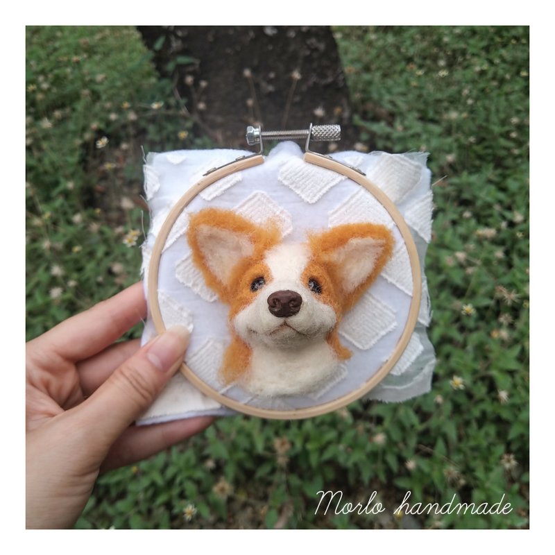 【特殊订制】宠物羊毛毡挂框系列 - 柯基狗狗 - 摆饰 - 羊毛 橘色