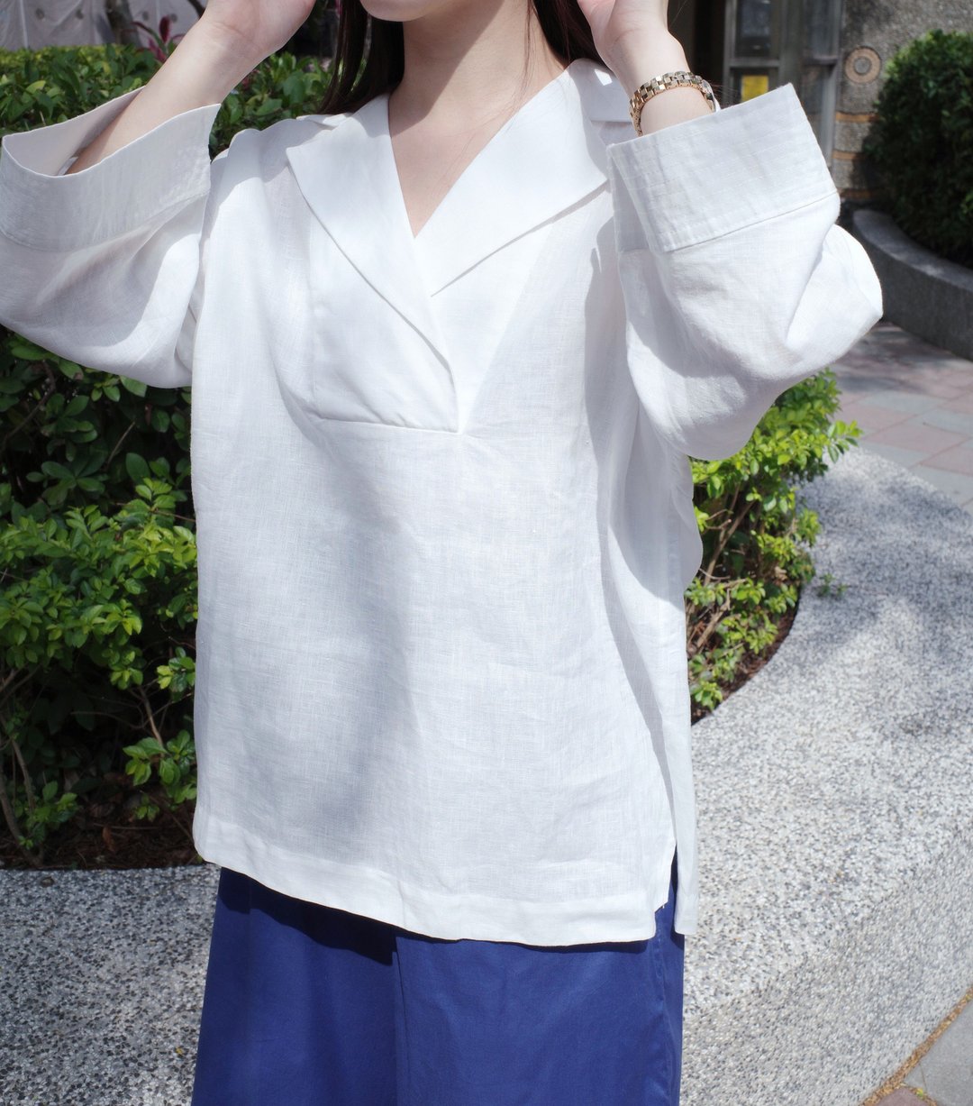 UUIN   _ 麻麻白色宽松上衣 - 女装上衣 - 棉．麻 白色