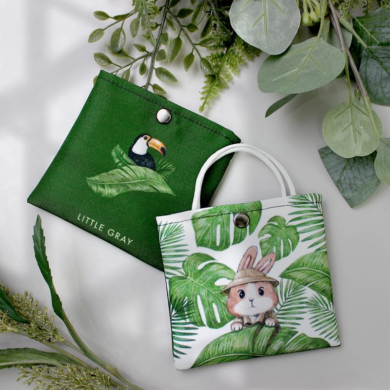 防泼水口罩收纳袋_丛林兔子款 - 口罩 - 防水材质 绿色