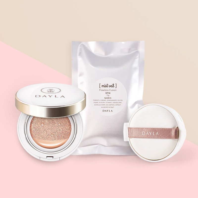 无瑕透亮底妆组-精灵美肌薄透气垫粉饼+粉蕊补充包 - 粉饼/散粉 - 塑料 粉红色