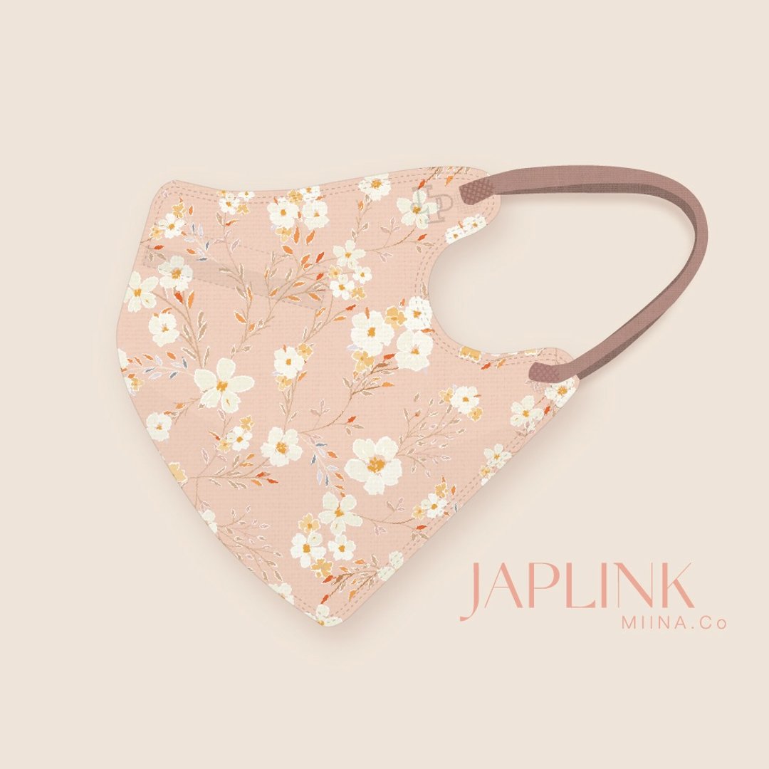 【标准】JAPLINK HEPA 高科技水驻极 立体医疗口罩- 蜜橙梨花 - 口罩 - 聚酯纤维 橘色