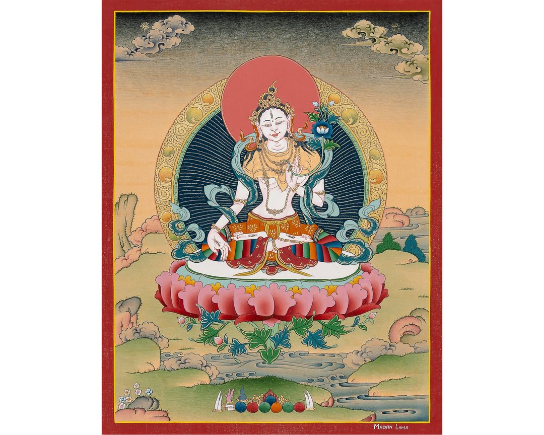 白度母唐卡 - 慈悲灵魂的护法 - 墙贴/壁贴 - 其他材质 多色
