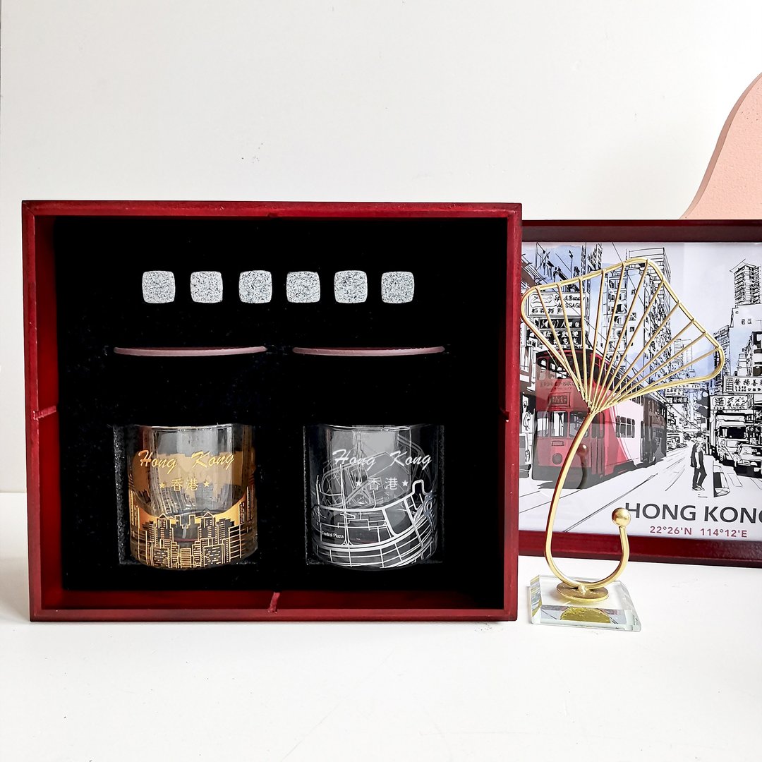 定制化礼物|移民礼物 相框木盒纪念日礼物 HK地图 - 酒杯/酒器 - 玻璃 