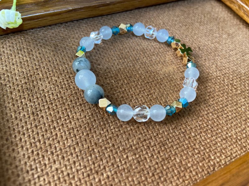 蓝兔毛、海蓝宝、白水晶、施华洛世奇水晶 手链 - 手链/手环 - 水晶 蓝色