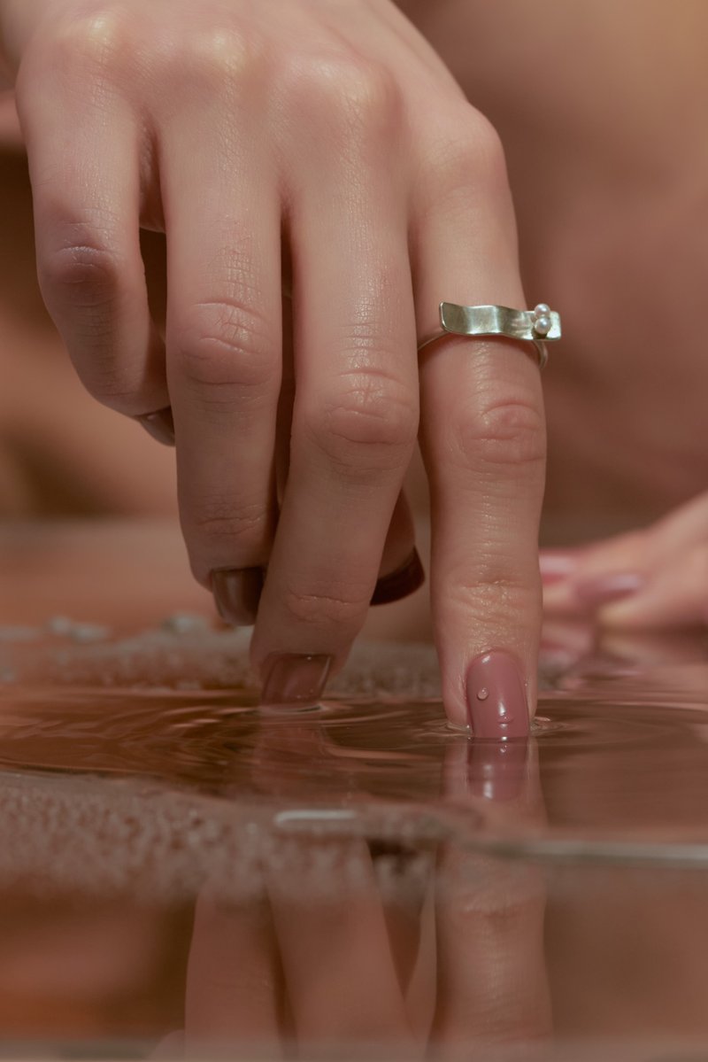 Flow - 流 立体戒指 Stream stereoscopic ring - 戒指 - 珍珠 银色