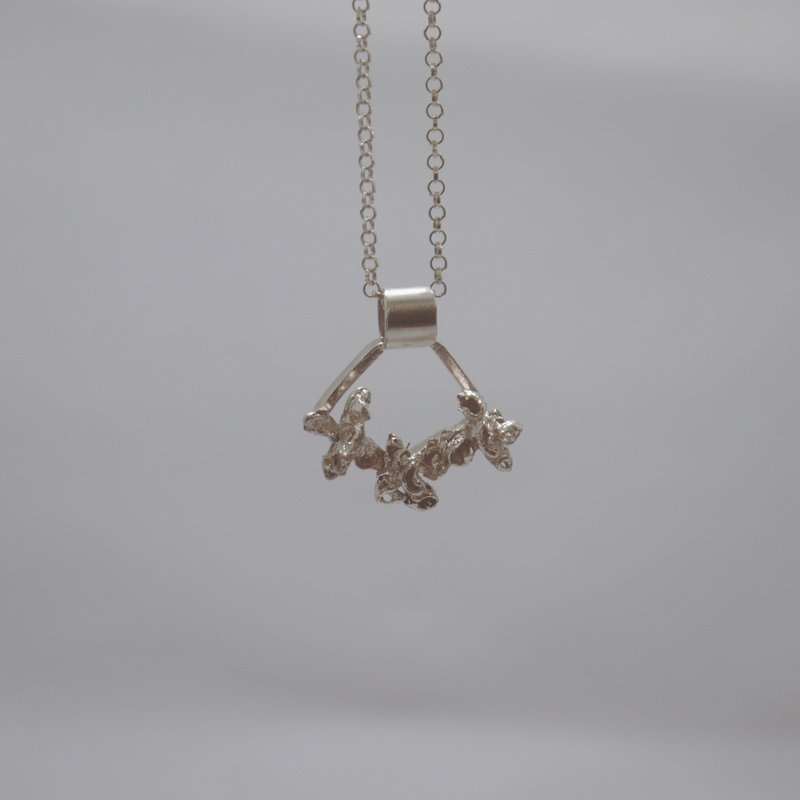 几何与植物 - 项链 - 纯银 银色