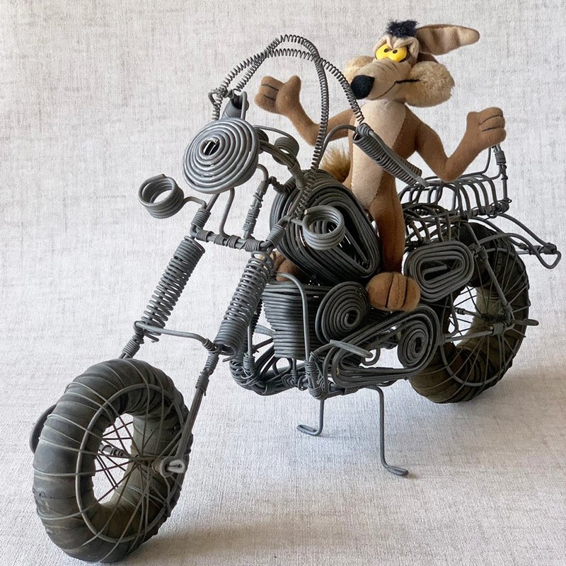 南非 手工经典街头风手工铁线哈雷摩托重机 稀有工艺 奔驰 摆饰 - 摆饰 - 其他金属 银色