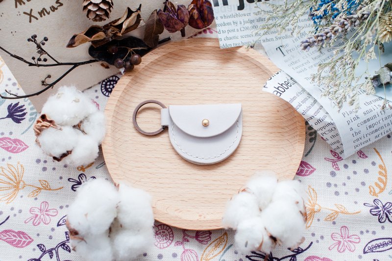 急难皮革小钱包 / 牛奶白 - 零钱包 - 真皮 白色