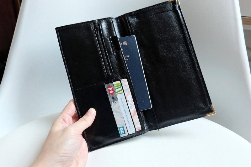 法国复古仿皮护照套/旅行银包 - 护照夹/护照套 - 人造皮革 黑色