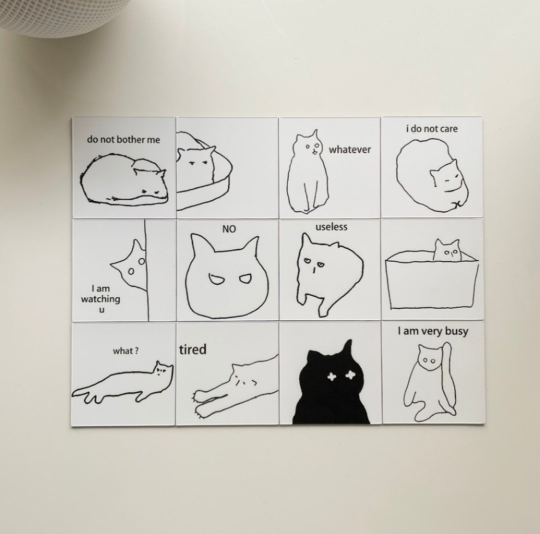 a_good_bb_猫咪方形磁铁|冰箱贴|共12款 - 墙贴/壁贴 - 其他材质 白色
