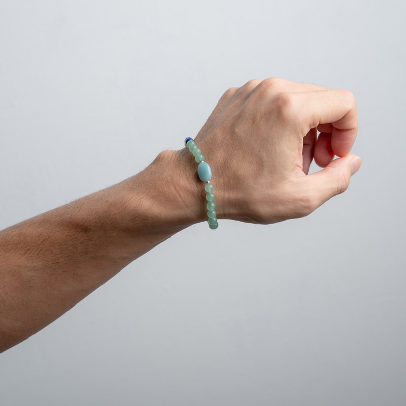 东陵玉系列 6mm东陵玉青金石拉长石单层手串 - 手链/手环 - 半宝石 绿色