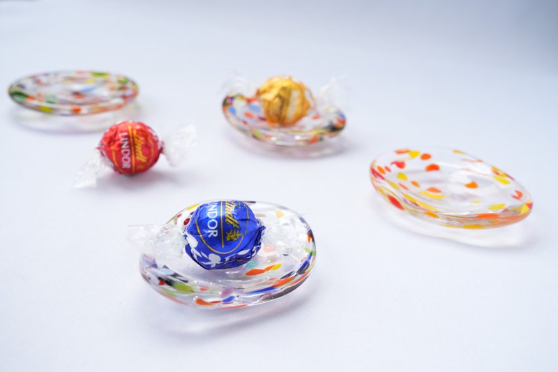 出售/4 件套 Irotsubu 豆盘 - 盘子/餐盘/盘架 - 玻璃 多色