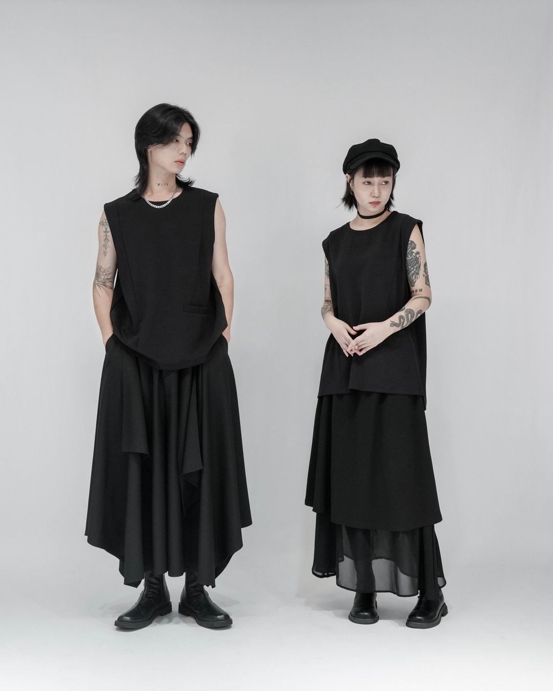 MUKK DESIGN 宽肩口袋西装背心 - 女装背心 - 聚酯纤维 黑色