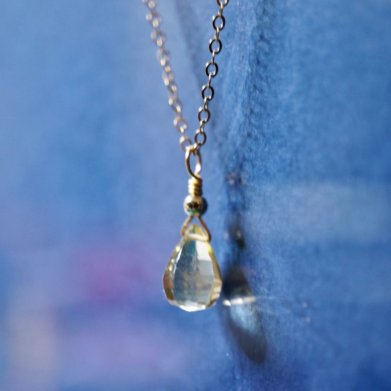 ITS-N148【14KGF・11月诞生石・黄水晶】天然石水晶宝石项链 - 项链 - 半宝石 金色