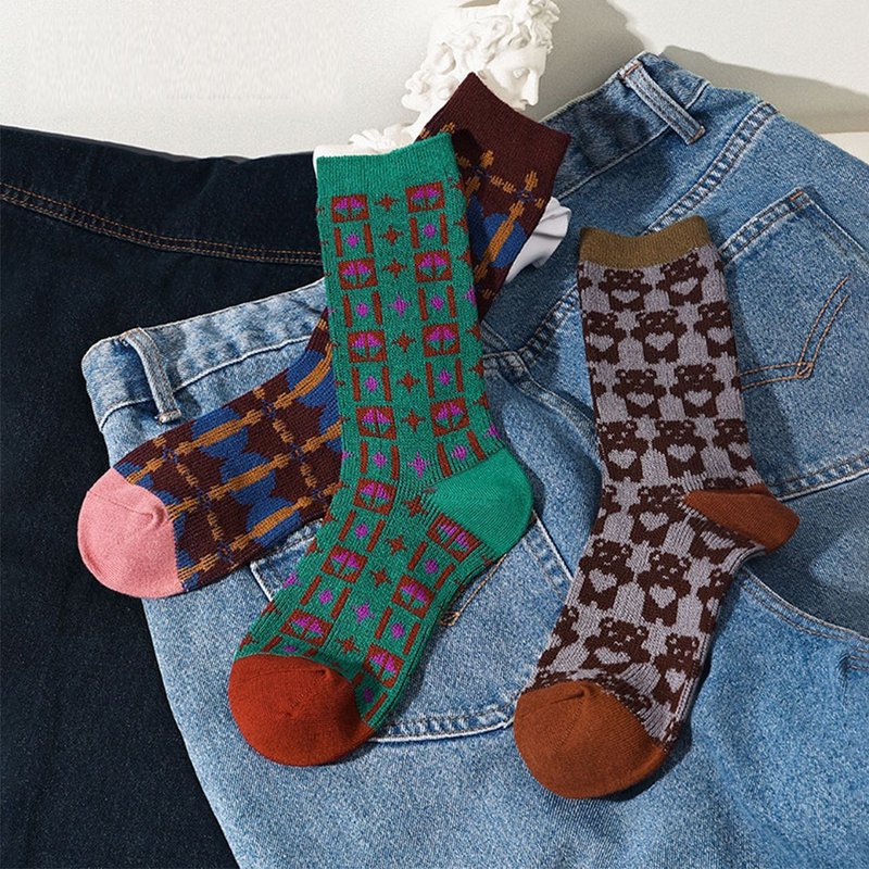 中筒袜复古女士袜子 袜子礼盒 - 袜子 - 棉．麻 