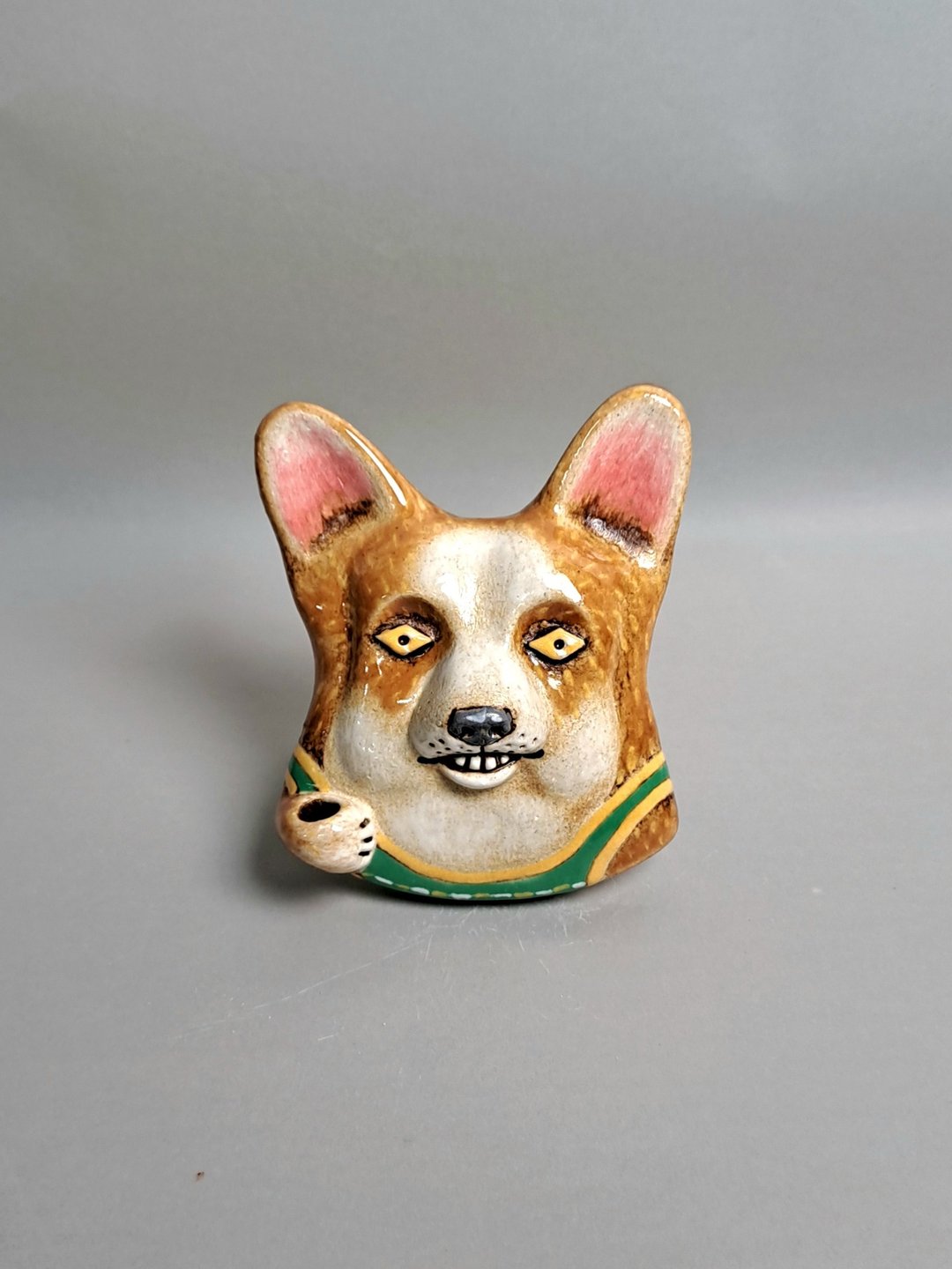 柯基犬扩香器02(手工陶制品) - 香薰/精油/线香 - 陶 白色