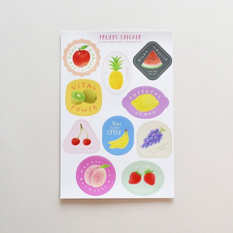 水果贴纸 | 防水PVC贴纸，英文花痴| 每张10张 - 贴纸 - 其他材质 