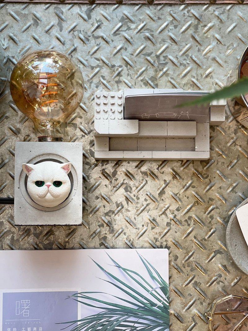 曙MUSE 方型脸水泥桌灯 LED灯 钨丝灯泡 USB灯 摆饰 - 灯具/灯饰 - 水泥 灰色