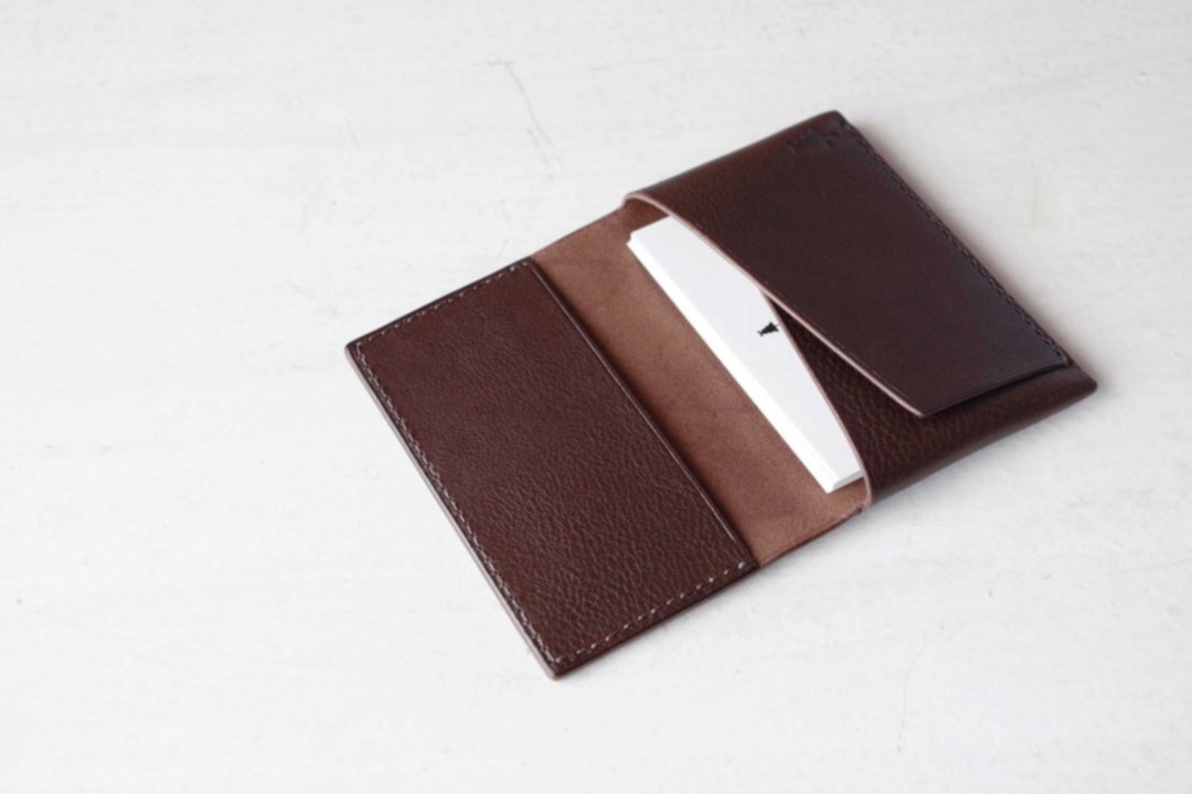 [Made-to-order] Italian leather Business Card Case choco - 名片夹/名片盒 - 真皮 咖啡色