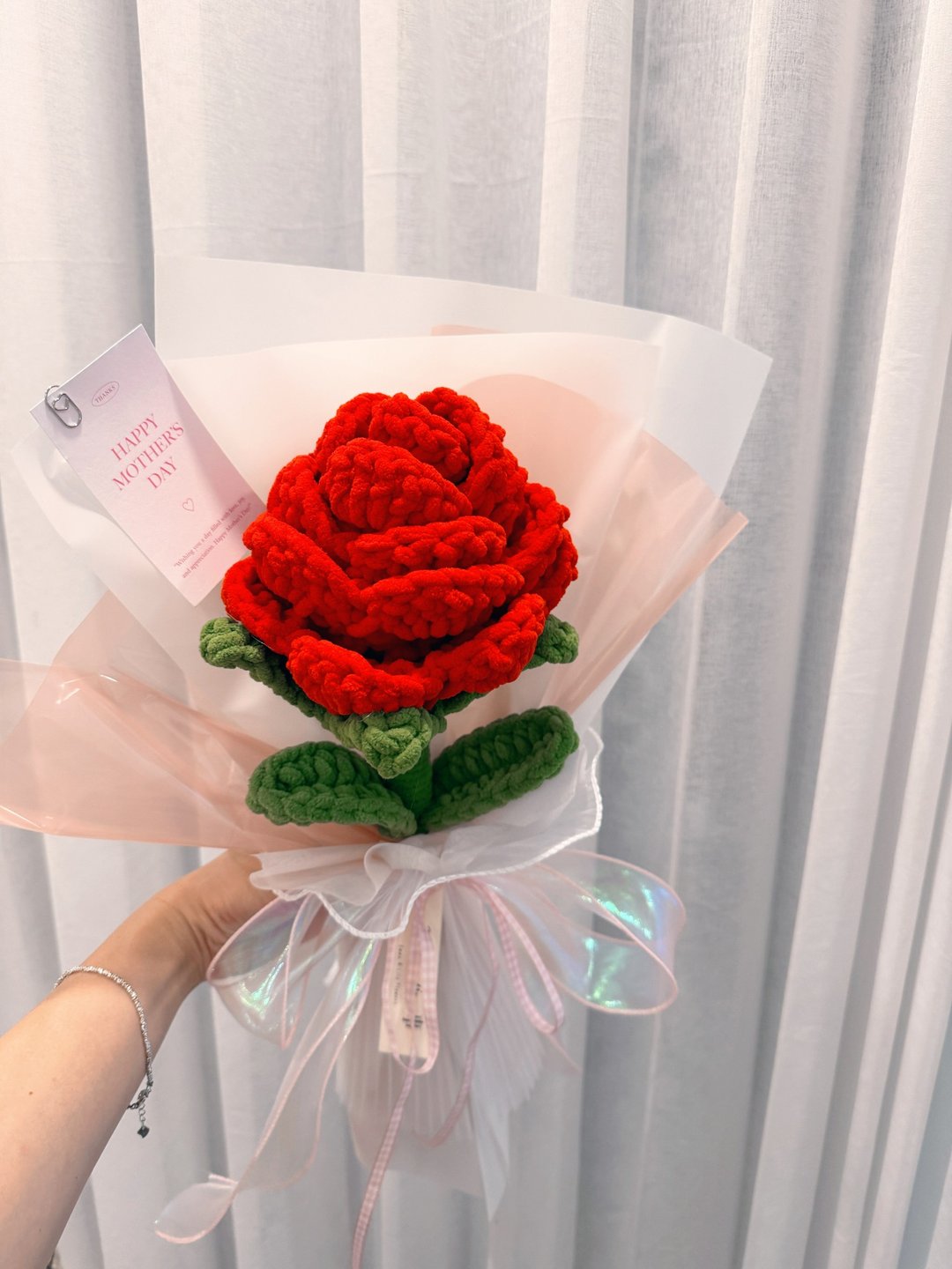 现货巨无霸玫瑰编织花束 母亲节花束 毕业花束 谢师恩花束 520 - 玩偶/公仔 - 棉 红色
