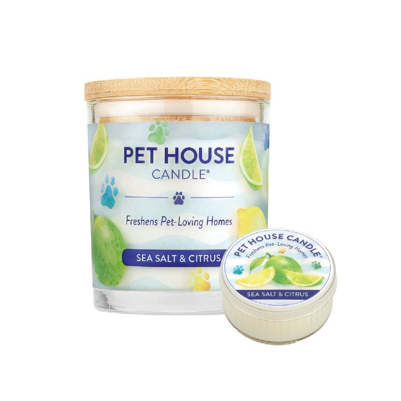 【美国PET HOUSE】室内除臭宠物香氛蜡烛-海盐柑橘 - 蜡烛/烛台 - 蜡 