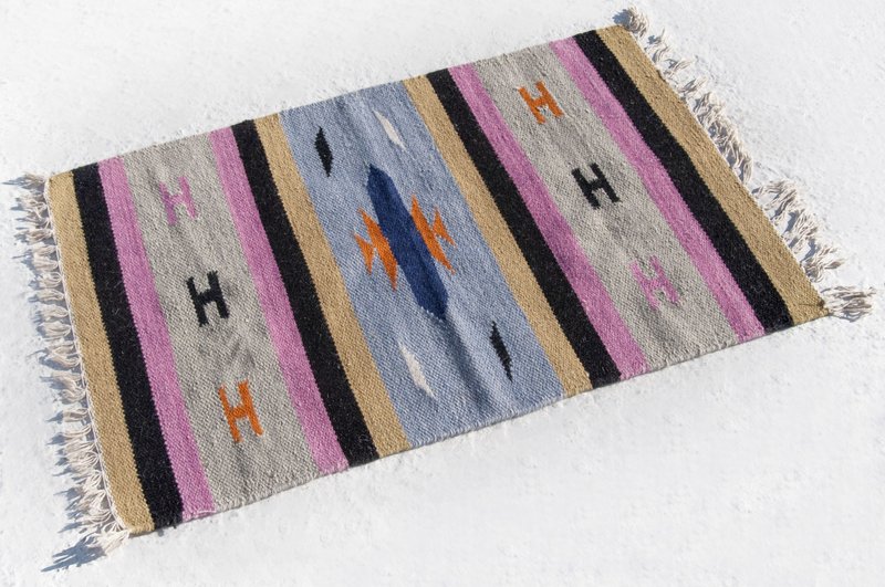 波希米亚 羊毛地毯 墨西哥毯 针织手工织布地毯 野餐垫 纯羊毛编织地毯 Boho民族风野餐垫 圣诞礼物 生日礼-印地安风 - 地垫/地毯 - 羊毛 多色