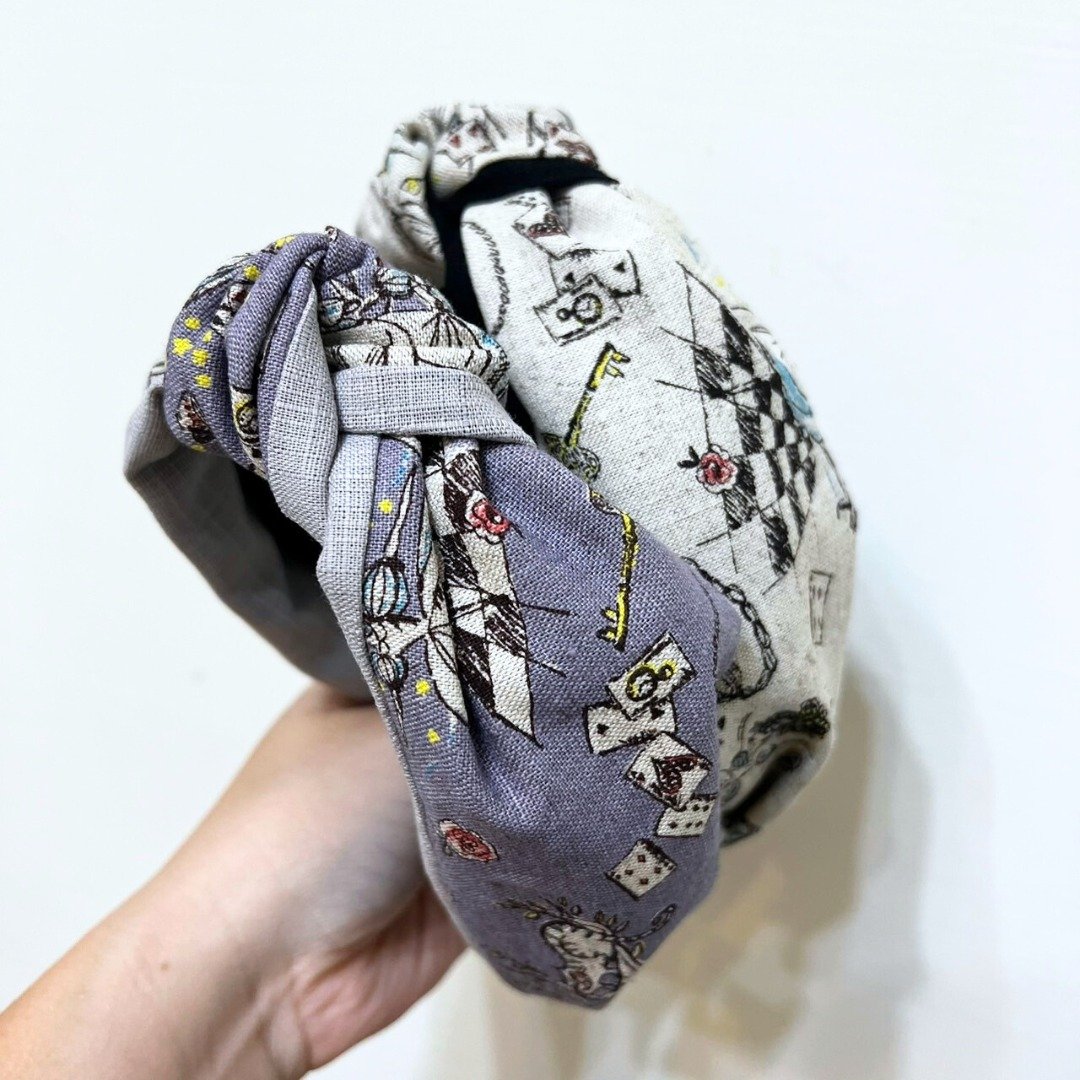 手绘爱丽丝梦游 高弹力 扭结发箍 少量制作 手作发箍 - 发带/发箍 - 棉 