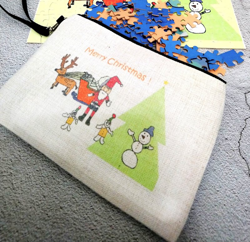 (加购商品)涂鸦拼图小手包 - 化妆包/杂物包 - 聚酯纤维 多色