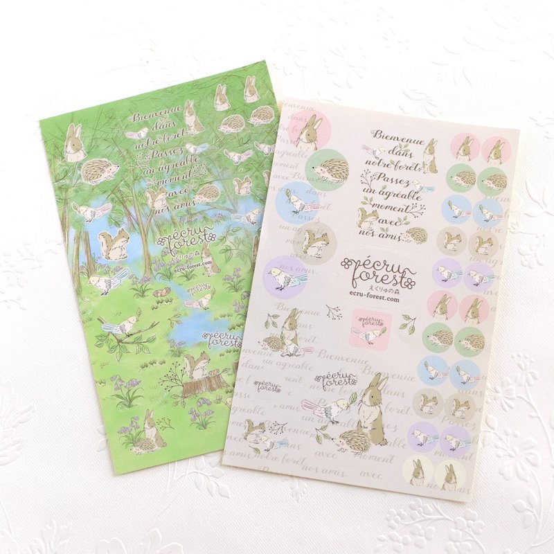 两款贴纸组【动物贴纸】兔子・小鸟・松鼠 自然感森林 法文 暑假 儿童 补习班 - 贴纸 - 纸 多色