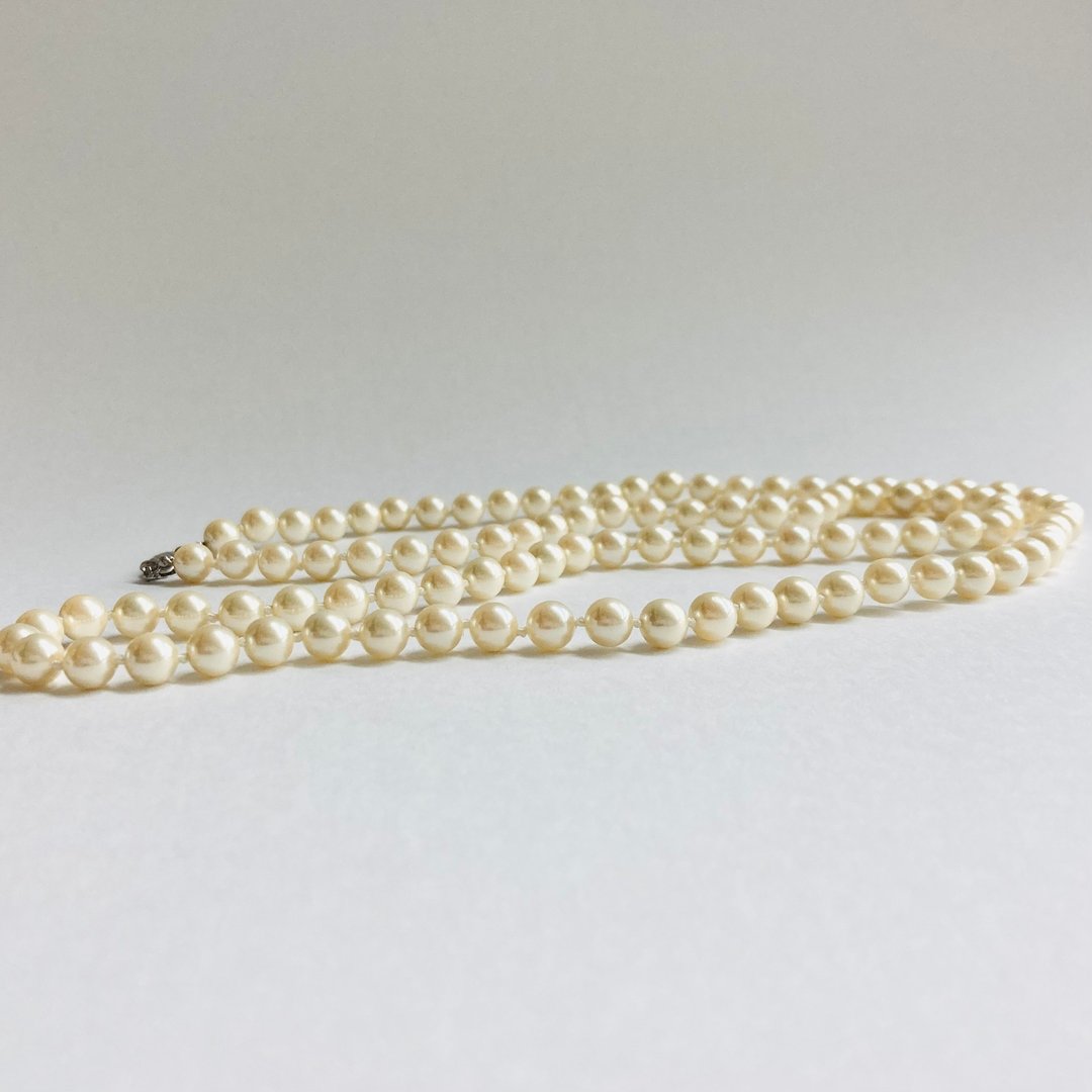 贝珍珠全结式长项链 / 约6.5mm / 约76.5cm / 奶油双色 / R / 日本制 - 项链 - 贝壳 金色