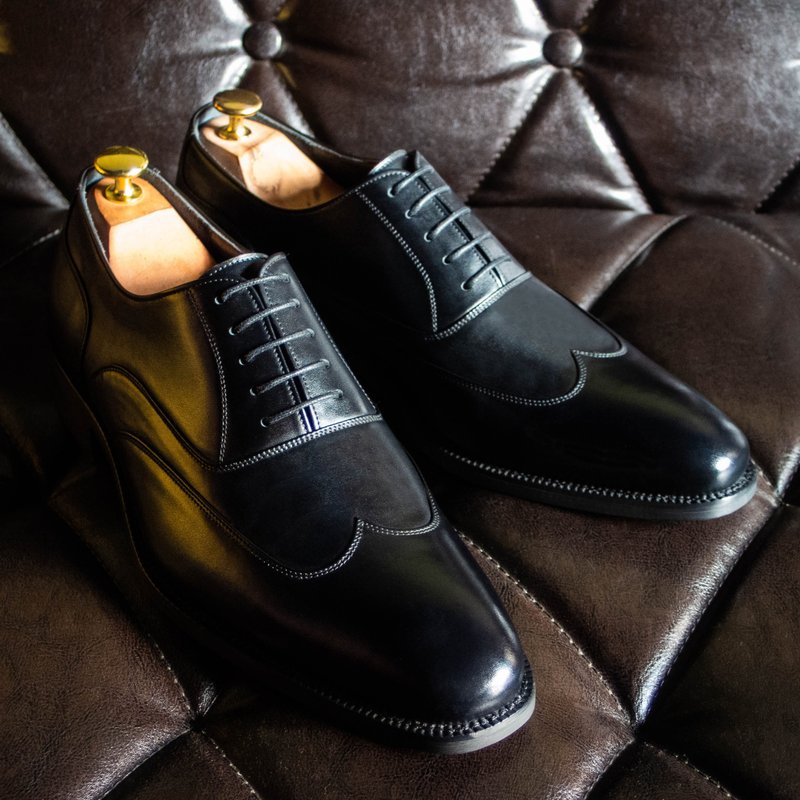 REGENT 简约翼纹牛津鞋-黑 / Austerity Brogue Oxford-Black - 男款皮鞋 - 真皮 黑色