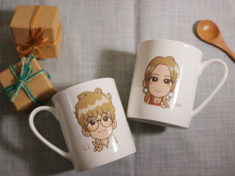 定制化-Q版卡通似颜绘骨瓷杯 - 订制画像 - 瓷 