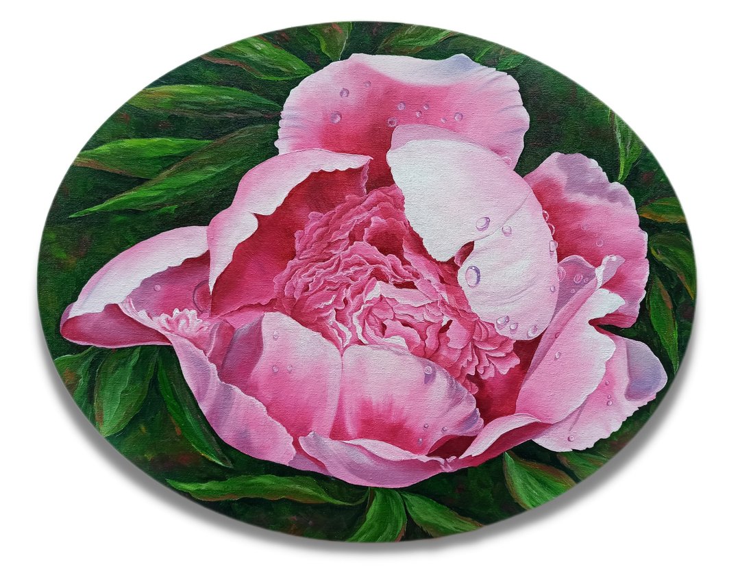 Oil Painting Pink Peony Floral Original Art Wall Art - 海报/装饰画/版画 - 棉．麻 多色