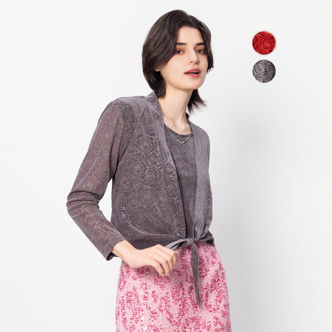【MEDUSA】宴会假两件式罩衫上衣-2色(M-XL) | 女长袖上衣 礼服 - 女装上衣 - 尼龙 灰色