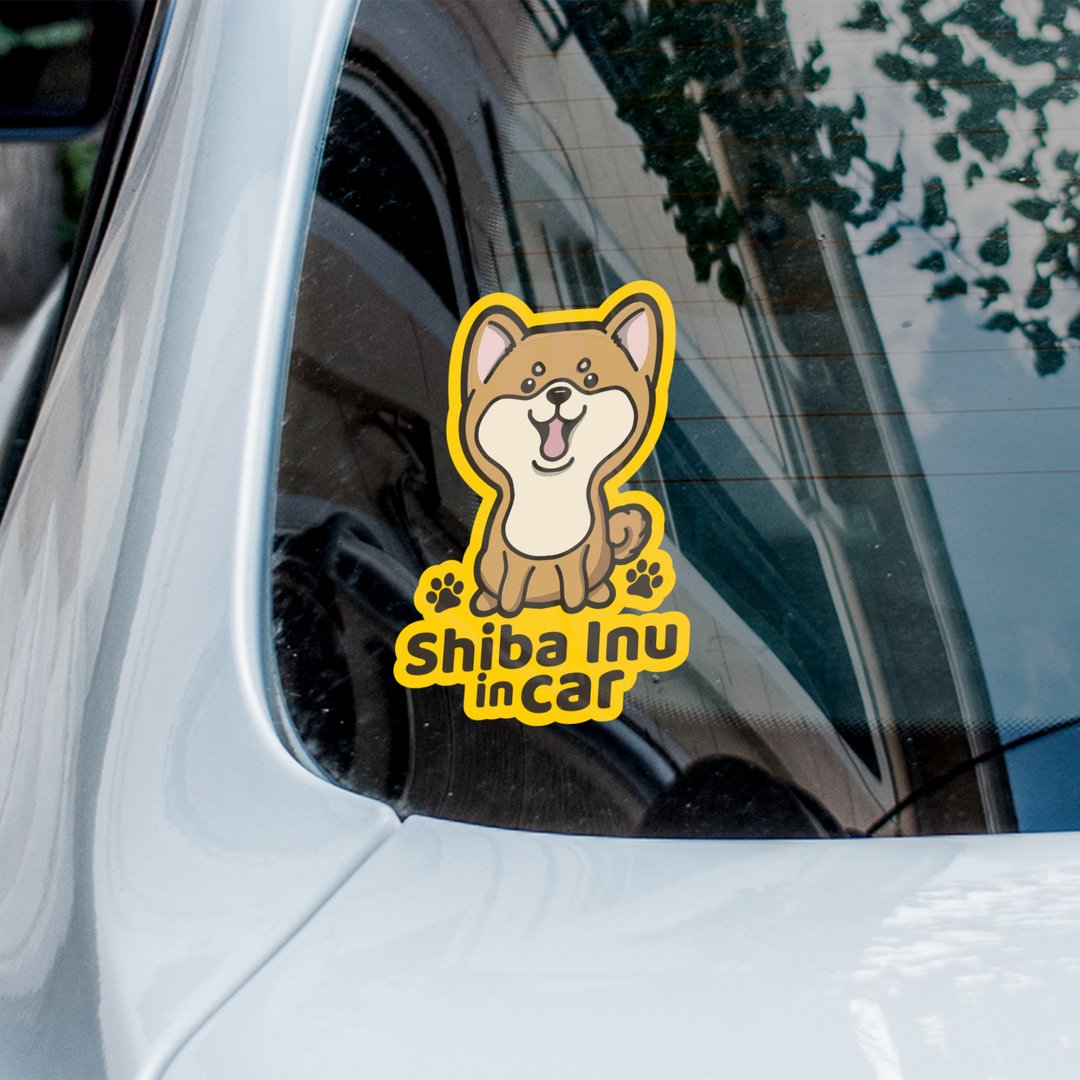 Shiba Inu in car 柴犬汽车贴 - 贴纸 - 防水材质 多色