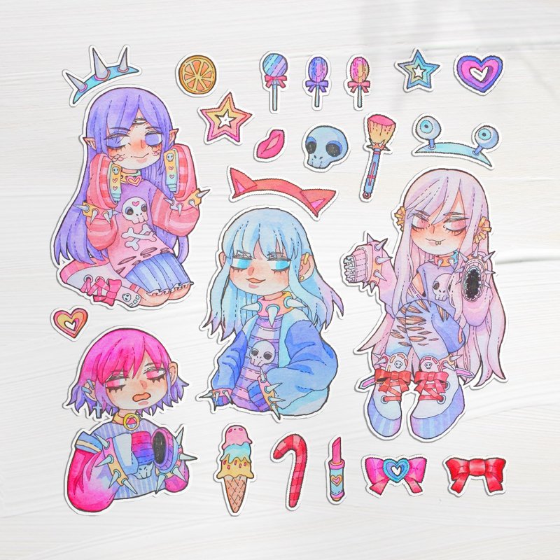 缤纷世界手绘水彩贴纸23入 - 贴纸 - 纸 多色