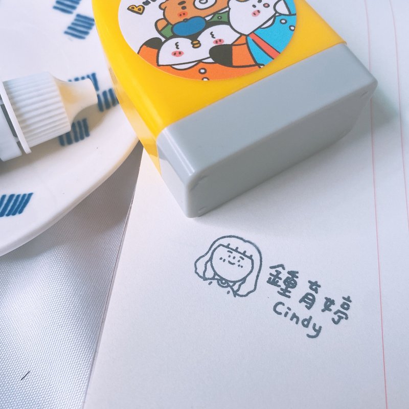 定制化姓名印章/常规方形款 连续章附墨水 - 印章/印台 - 塑料 黄色