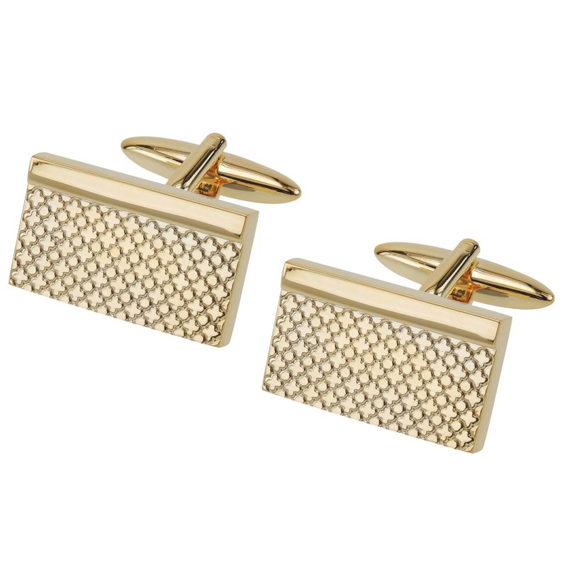 金色花朵图案袖扣 - 袖扣 - 其他金属 金色