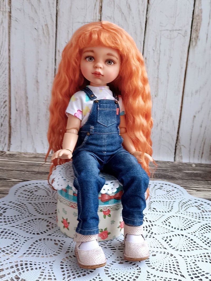 Red wig for paola reina doll - 发饰 - 羊毛 红色