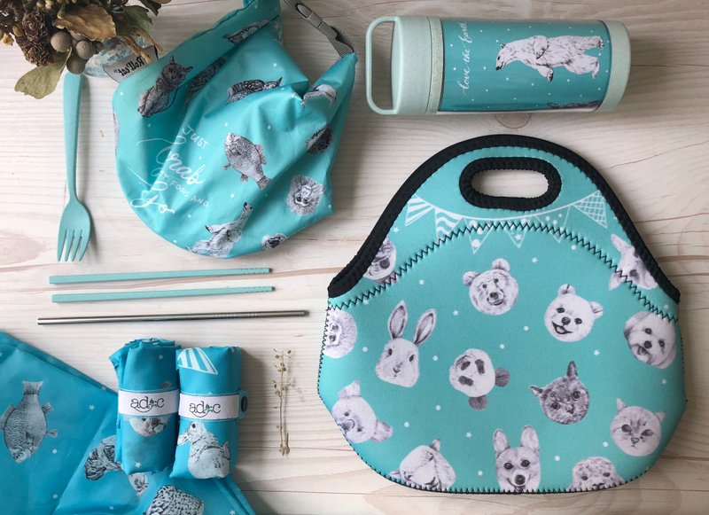 派对动物便当袋 - 便当盒/饭盒 - 其他材质 蓝色