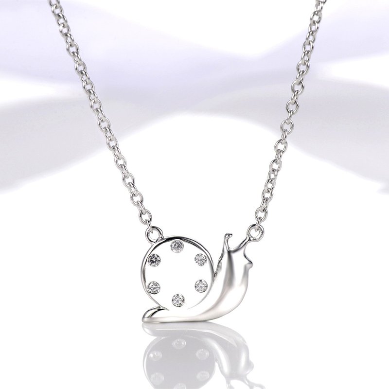 原创简约可爱925银蜗牛百搭项链 - 项链 - 银 银色