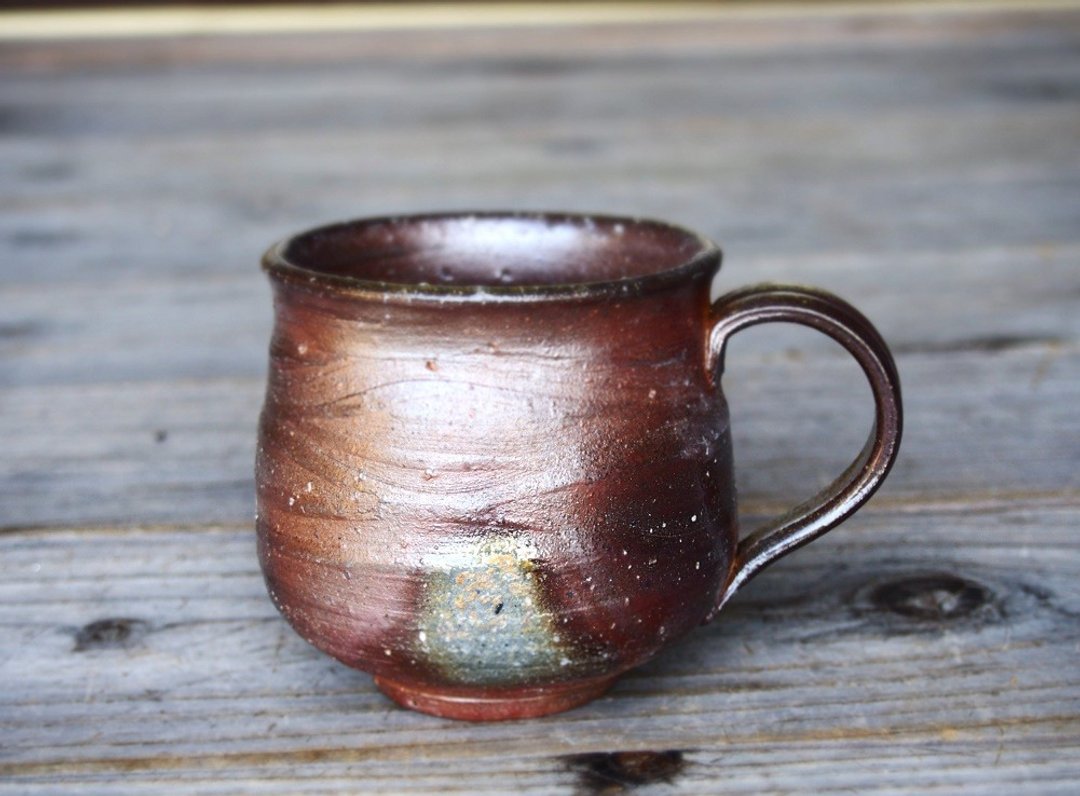 Bizen coffee cup (middle) Rocho eye c 6 - 029 - 咖啡杯/马克杯 - 陶 咖啡色
