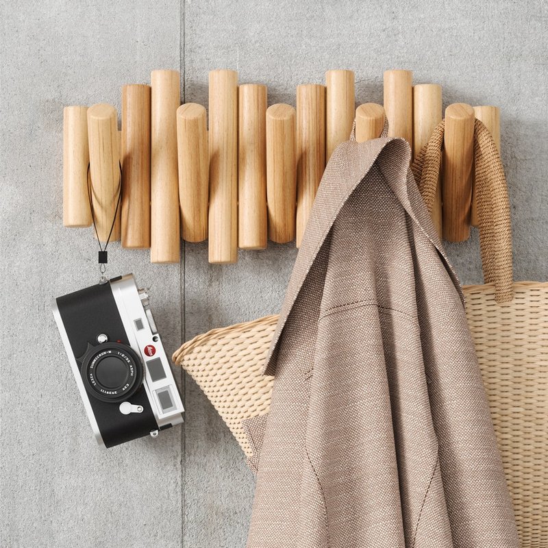 【Umbra】Picket壁挂式挂勾收纳架(原木木篱) | 墙壁挂勾 挂勾架 - 衣架/挂勾 - 木头 黑色