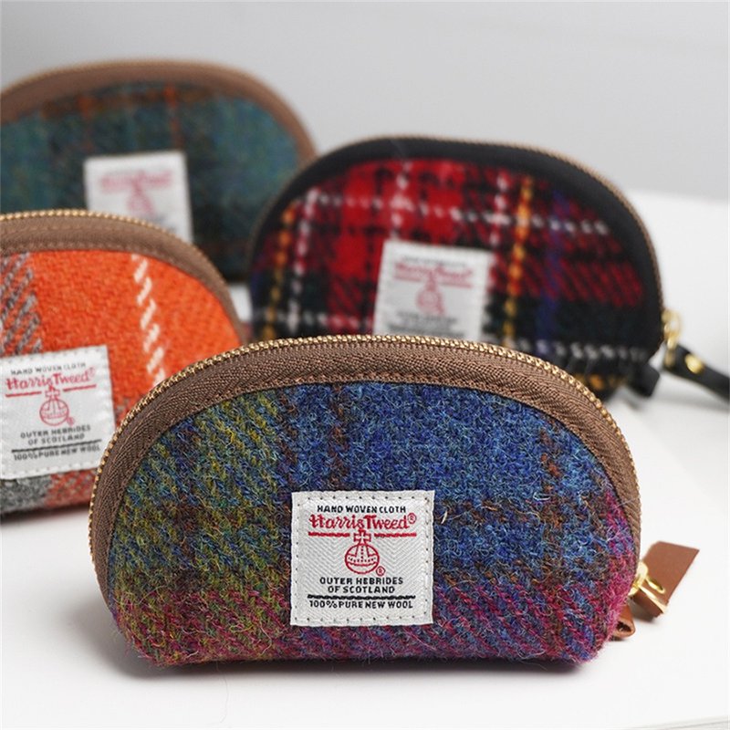 哈里斯粗花呢小巧车钥匙包迷你零钱包可爱饺子包口红包网红钥匙包 - 零钱包 - 羊毛 