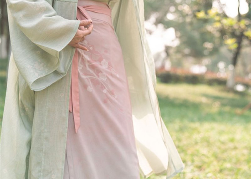 【月下逢】新中式复古 汉元素通勤半身两片裙 - 裙子 - 聚酯纤维 粉红色