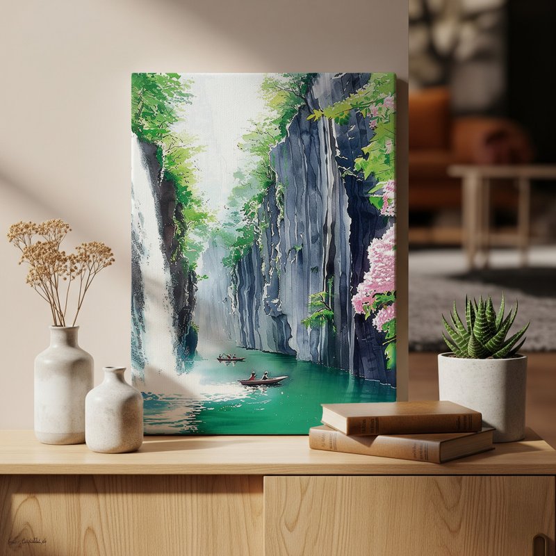 日本制帆布挂画・高千穗峡、宫崎・日本风景・送礼、摆设 - 墙贴/壁贴 - 棉．麻 